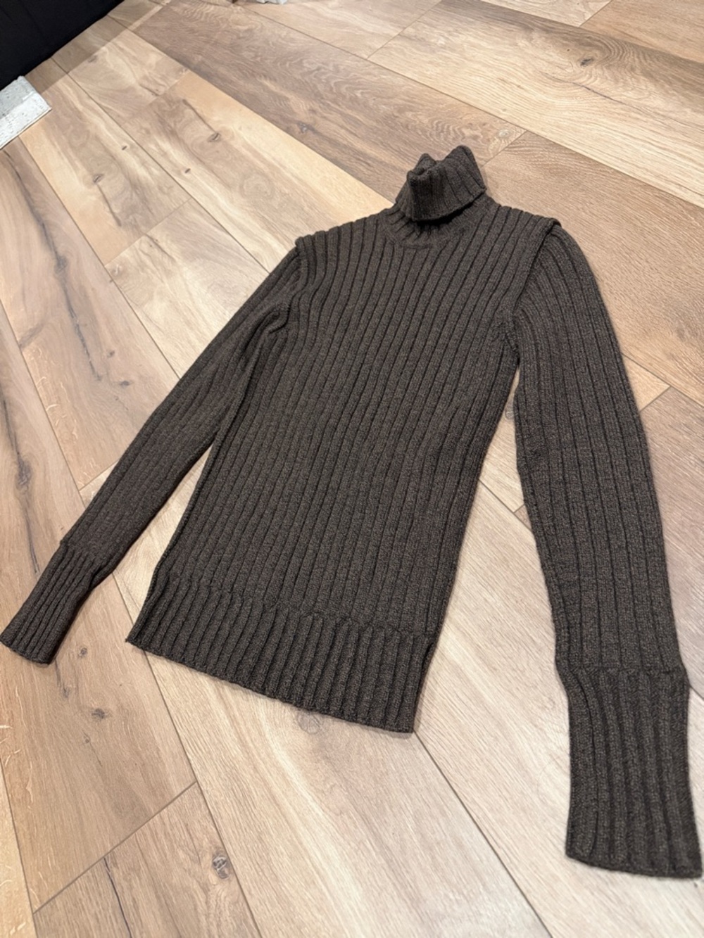 Dolce & Gabbana Dark Brown Ribbed Turtleneck Sweater